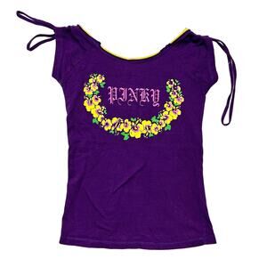 Purple PINKY floral off the shoulder top size S